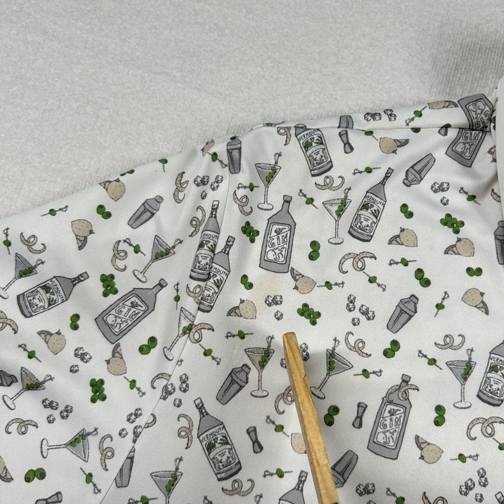 Penguin Golf Shirt Mens L Polo Martini Cocktails Gin All Over Print Performance - Picture 5 of 11